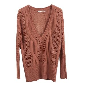 Urban Outfitters | Mohair Blend Cable Knit Pointelle V-Neck Sweater XS